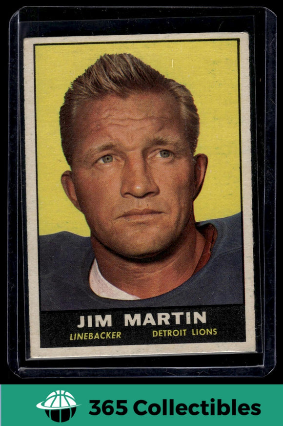 1961 Topps Jim Martin #34 Football Detroit Lions