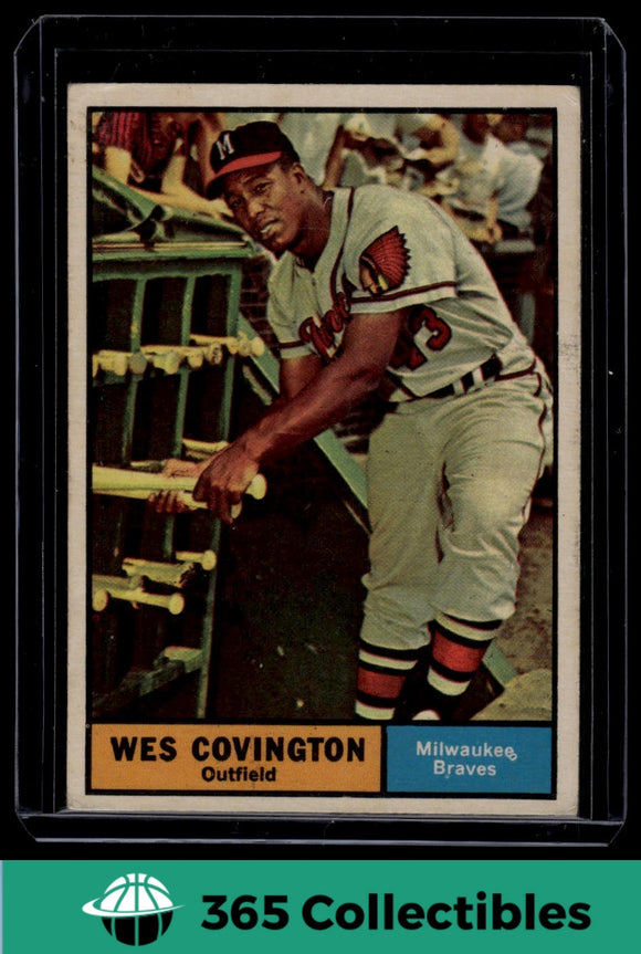 1961 Topps Wes Covington #296 Baseball Milwaukee Braves