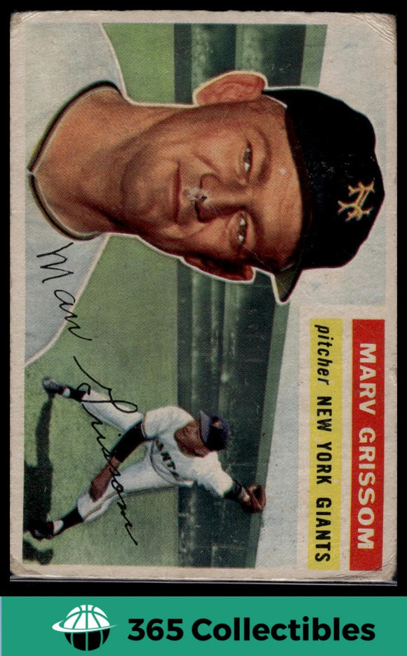 1956 Topps Marv Grissom #301 Baseball New York Giants