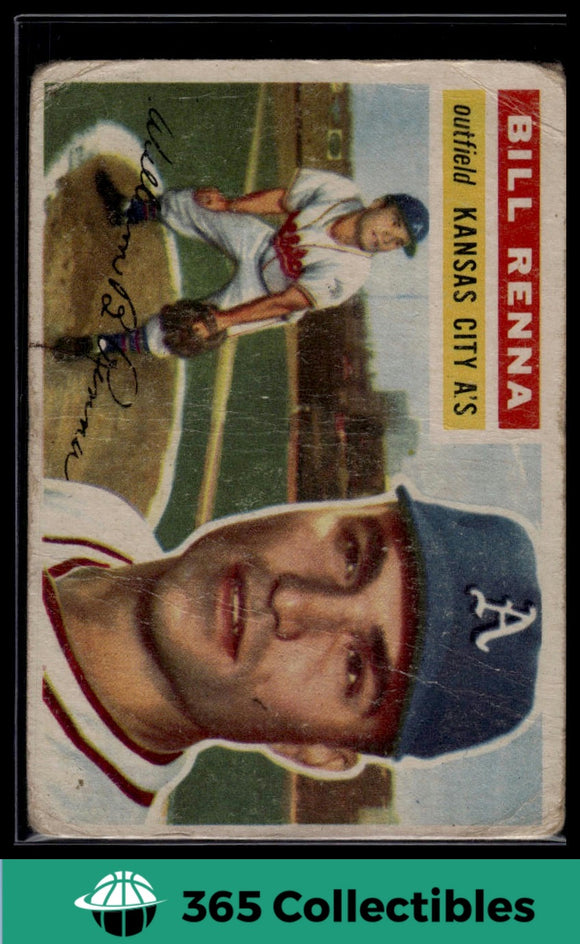 1956 Topps Bill Renna #82 Gray Back Baseball Kansas City Athletics