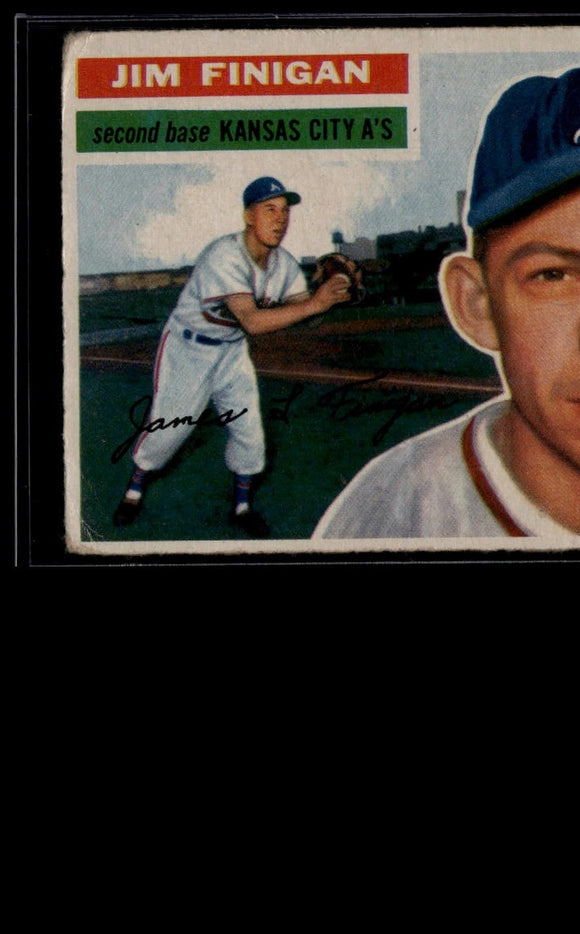 1956 Topps Jim Finigan #22 Gray Back Baseball Kansas City Athletics