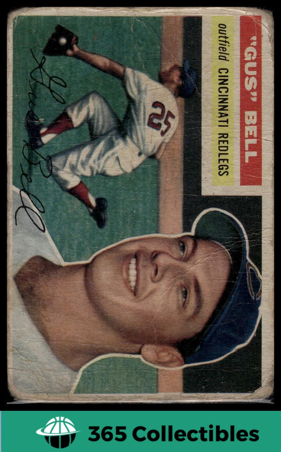 1956 Topps Gus Bell #162a White Back Baseball Cincinnati Redlegs