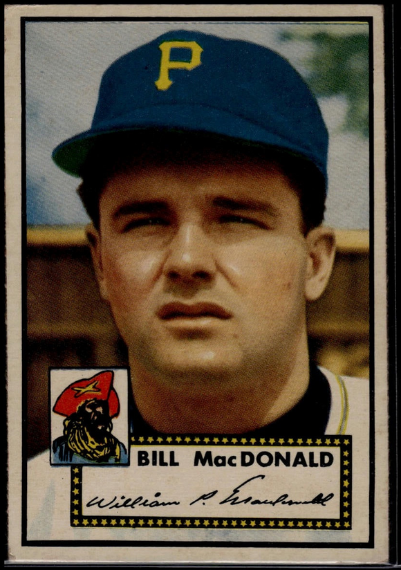 1952 Topps MLB Bill Macdonald #138 Baseball Pittsburgh Pirates (Actual Card Pictured)