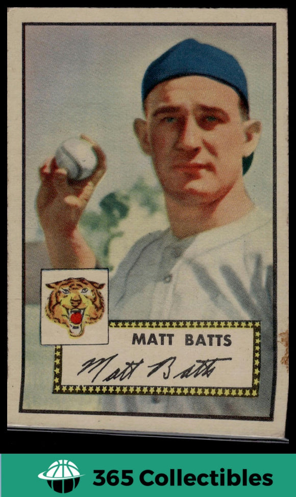1952 Topps MLB Matt Batts #230 Baseball Detroit Tigers