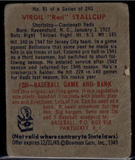1949 Bowman Virgil "Red" Stallcup Rookie Card #81 - MLB Baseball - Cincinnati Reds
