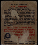1949 Bowman Curt Simmons #14 - MLB Baseball - Philadelphia Phillies