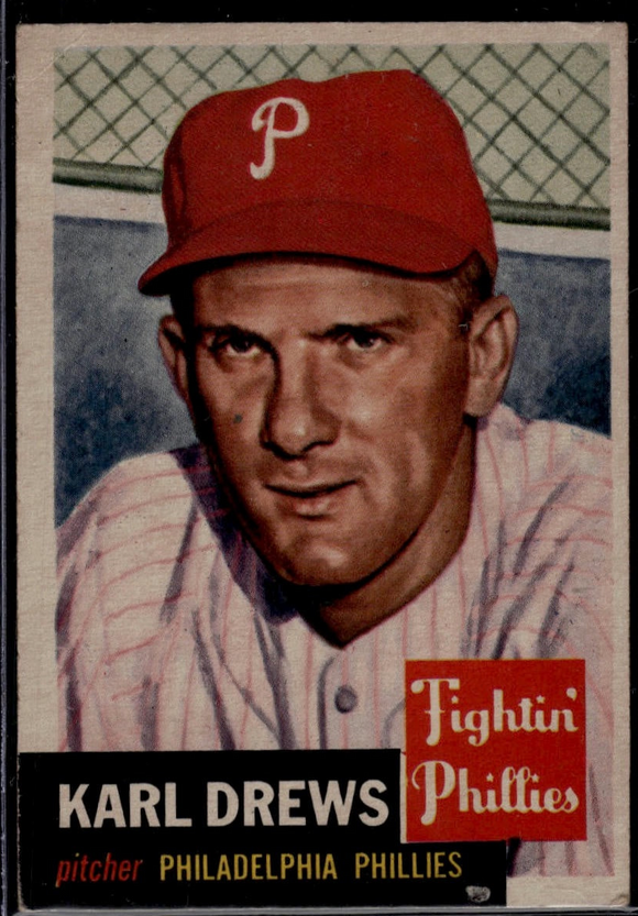 1953 Topps Karl Drews #59 Baseball Philadelphia Phillies (Actual Card in Picture)