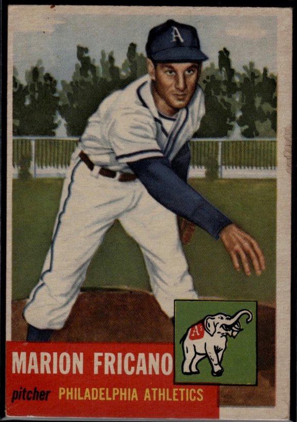 1953 Topps MLB Marion Fricano #199 Baseball Philadelphia Athletics (Actual Card in Pictures)