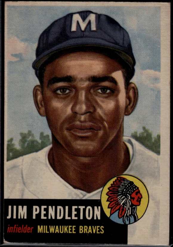 1953 Topps MLB Jim Pendleton #185 Baseball Milwaukee Braves (Actual Card in Pictures)