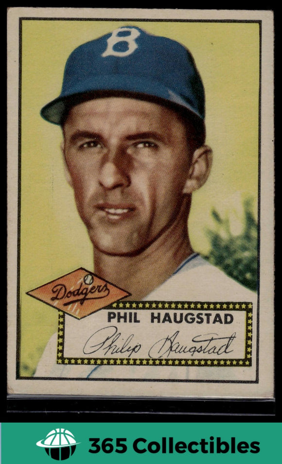 1952 Topps MLB Phil Haugstad #198 Baseball Brooklyn Dodgers