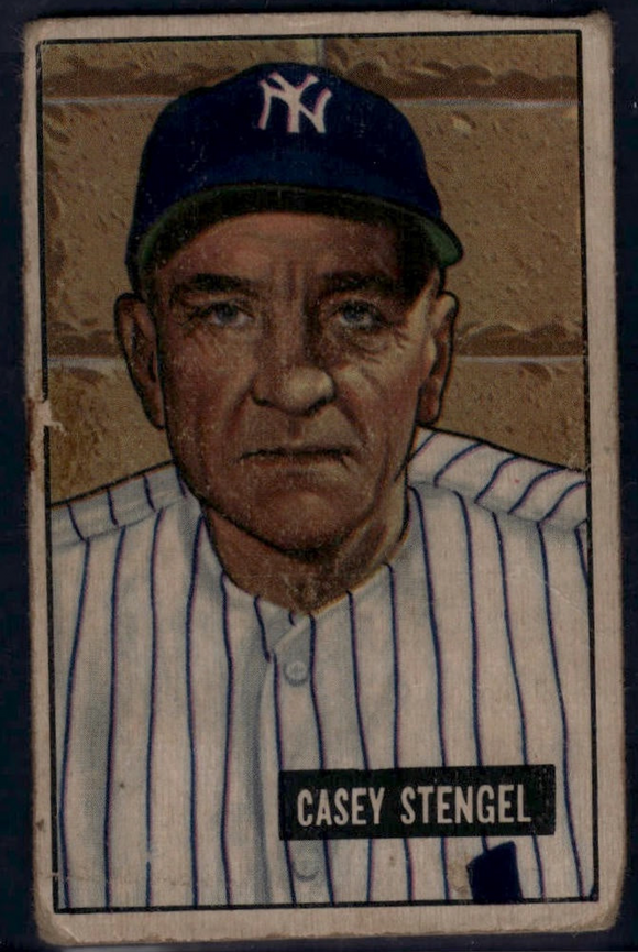 1951 Bowman MLB Casey Stengel HOF Coach #181 Baseball New York Yankees