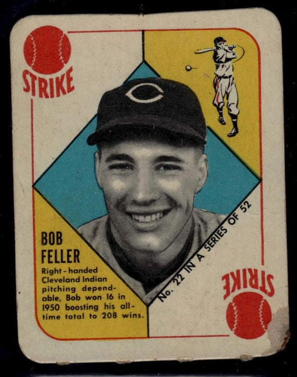 1951 Topps Red Backs Bob Feller #22 Baseball St. Louis Cardinals