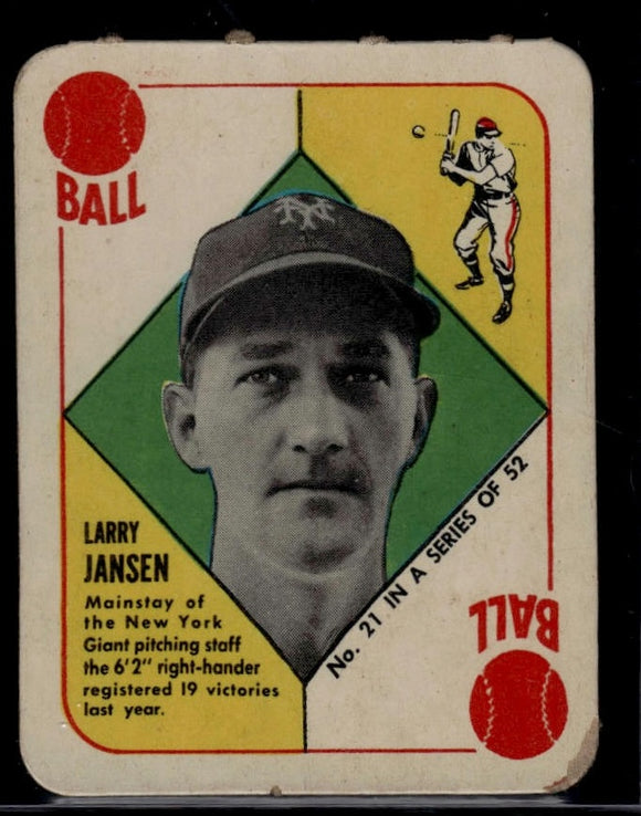 1951 Topps Red Backs Larry Jansen #21 Baseball New York Giants