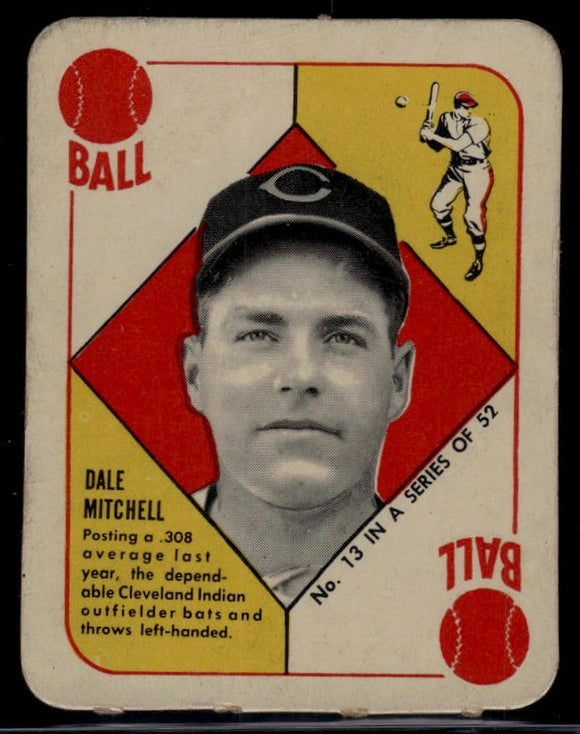 1951 Topps Red Backs Dale Mitchell #13 Baseball Cleveland Indians
