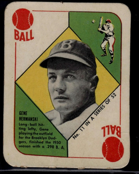 1951 Topps Red Backs Gene Hermanski #11 Baseball Brooklyn Dodgers