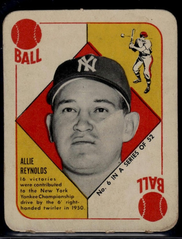 1951 Topps Red Backs Allie Reynolds #6 Baseball New York Yankees