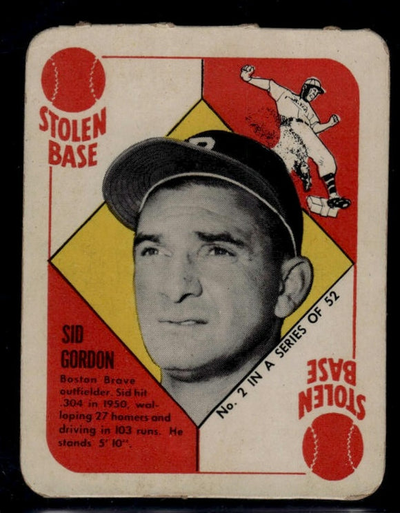 1951 Topps Red Backs Sid Gordon #2 Baseball Boston Braves