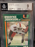 1994 MIAMI BUMBLE BEE PERFORATED DWAYNE THE ROCK JOHNSON ROOKIE CARD BGS 9
