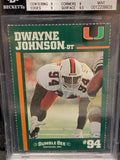 1994 MIAMI BUMBLE BEE PERFORATED DWAYNE THE ROCK JOHNSON ROOKIE CARD BGS 9