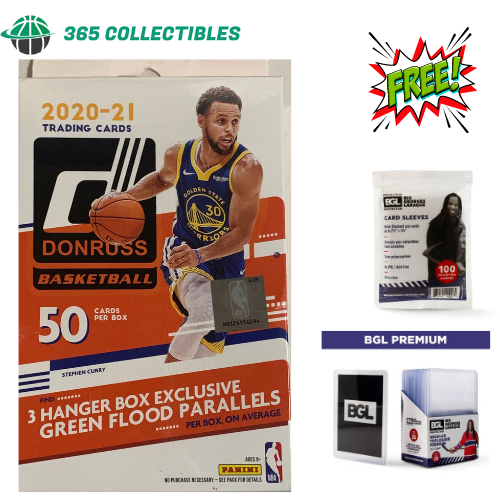 2020-2021 Panini Donruss NBA Basketball 50-Card Hanger Box (FREE Sleeves & Top loaders)