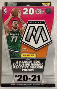2020-21 Mosaic NBA 20-Card Hanger Box (4 Reactive Orange Prizms Per Box)