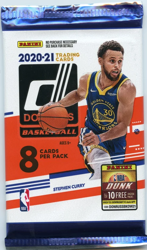 2020-2021 Panini Donruss NBA Basketball 8-Card Cello Pack